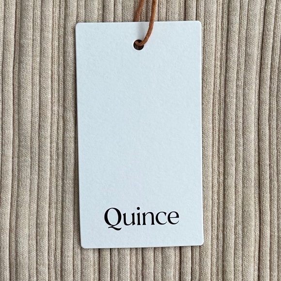 Quince Cotton Cashmere Ribbed Tank Heather Oatmeal M Wardrobe Staple Stretch NWT - Picture 10 of 15